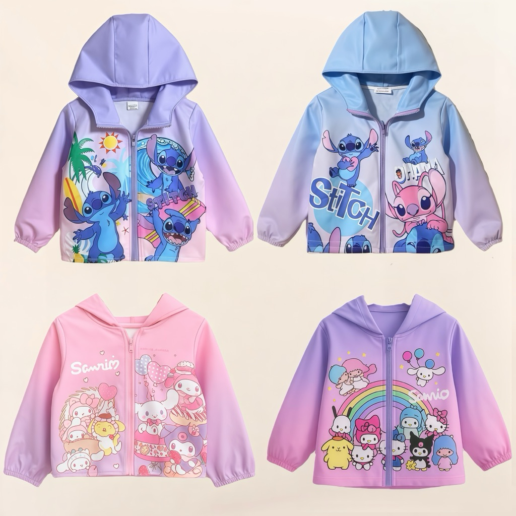 AY118   เสื้อฮู้ดแจ็คเก็ตเด็กผู้หญิง แขนยาวพิมพ์ลายสุดน่ารัก ใส่เที่ยว ใส่กันแดด ลายน่ารักการ์ตูนฮิต
