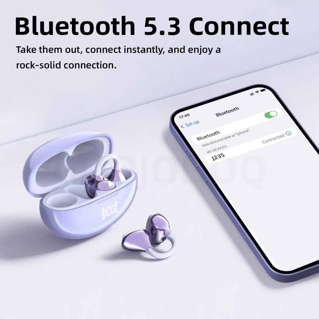 GOOJODOQ หูฟัง Clip-on ไร้สาย Bluetooth 5.3 ไมค์ในตัว thumbnail 9