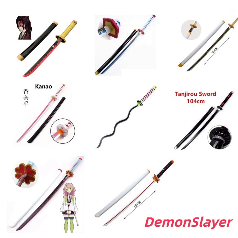 ดาบฆ่าปีศาจดาบ CosPlay ดาบ 104 ซม. Tanjiro Zenitsu Kanroji Mitsuri Kochou Shinobu Tsuyuri Kanawo Tsu