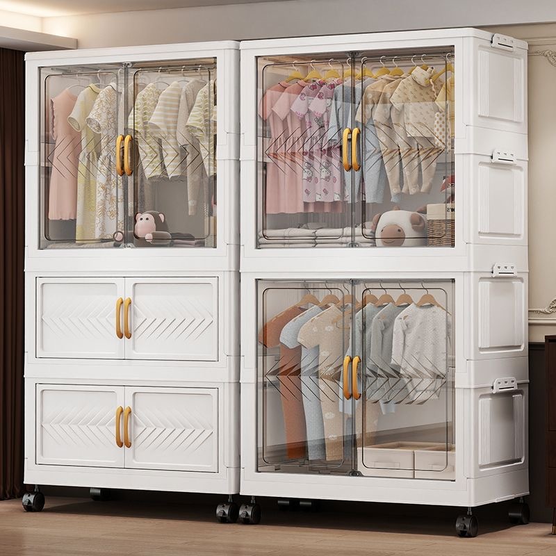 Ubear ตู้เสื้อผ้า พับเก็บได้ ติดตั้งง่าย ตู้เสื้อผ้าเด็ก ทนทาน กันฝุ่นและกันน้ำ พร้อมล้อเลื่อน ไม่มี