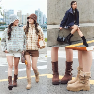 Minx รุ่น Rina รองเท้าบูท ทรงสูง ประดับเข็มขัด พับได้ minxshoes