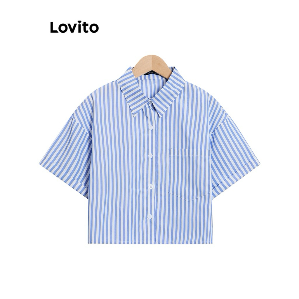 Lovito เสื้อเบลาส์ลายทาง สำหรับผู้หญิง ขนาด XL
