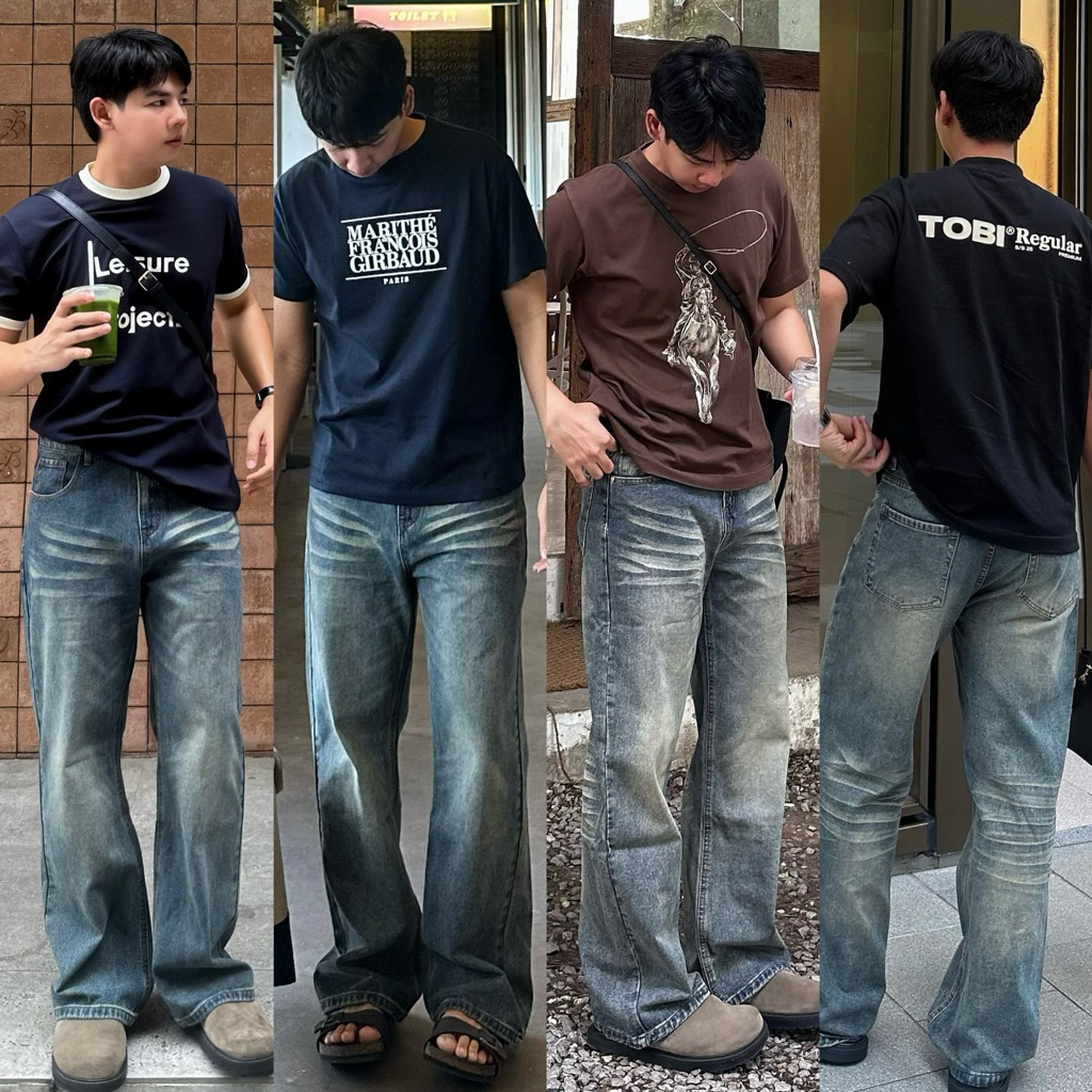 ‼️เปิดขายสินค้าใหม่🍻Viper Jeans กางเกงยีนส์ทรงกระบอกใหญ่ สีสนิมเฟด เนื้อผ้าพิเศษเกรดพรีเมี่ยม