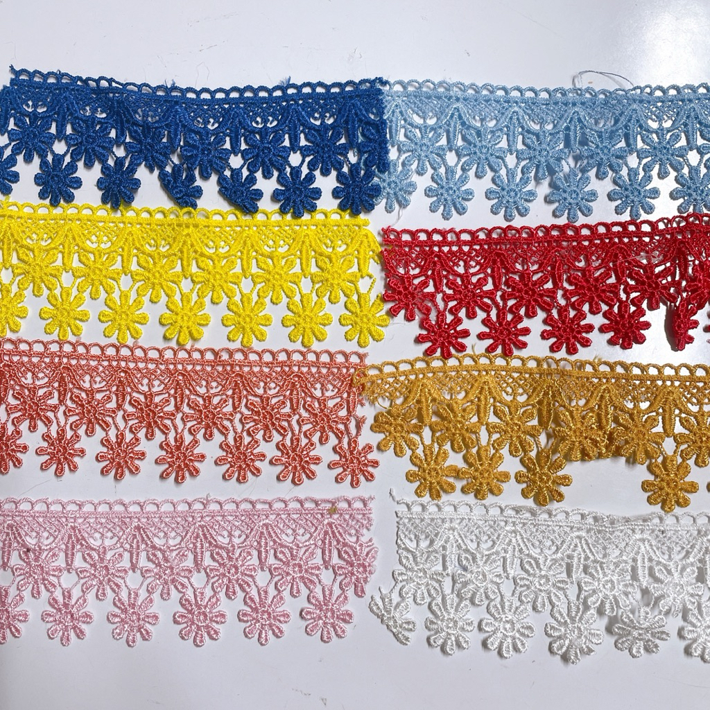 ลูกไม้เคมี ตกแต่งเสื้อผ้า แต่งขอบชายผ้า(1หลา=90ซม) หน้ากว้าง5.5ซม.