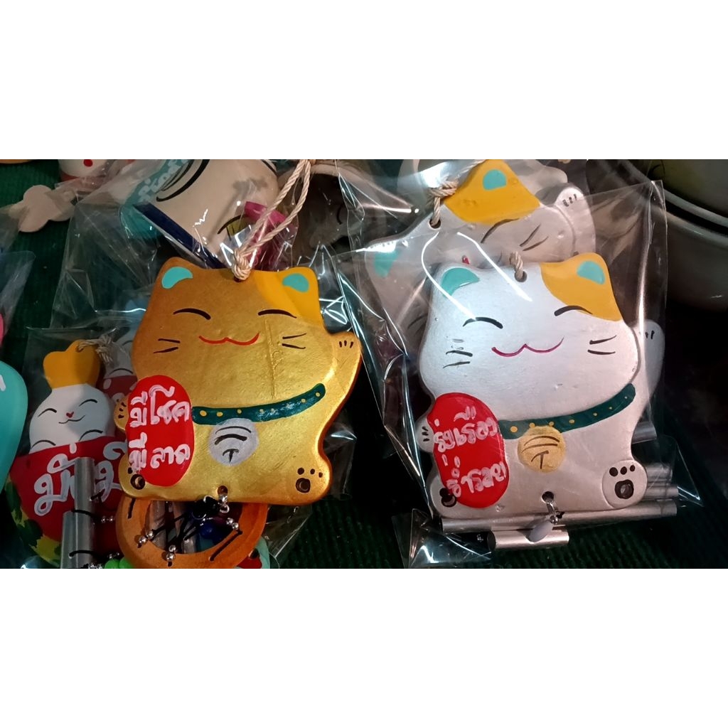 #โมบายแมวกวักเซรามิค#คู่เงินทองค่ะราคา 139บาท