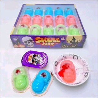 มีขายส่ง 12 แพ็คขึ้นไป เยลลี่ หัวกะโหลก 1 แพ็คมี 30 ชิ้น แบ่…
