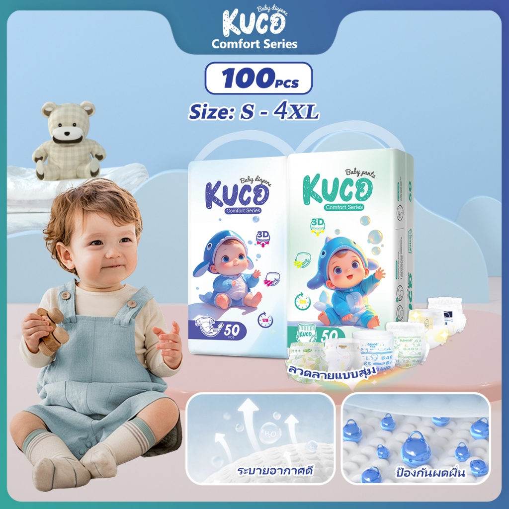 KUCO ผ้าอ้อมกางเกง เด็กแรกเกิด ผ้าอ้อมแบบกางเกงเด็กทารก สำหรับเด็กหัดเดิน/ฝึกนั่งกระโถน M-XXXXL​ ส่ง