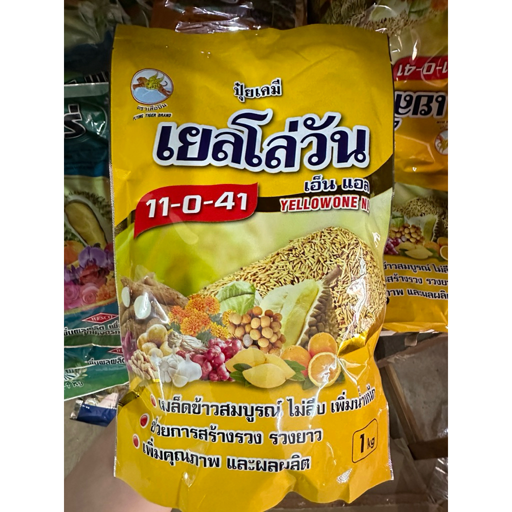 ปุ๋ยเกล็ด เยลโล่วัน ชาลีเฟรท 11-0-41 1กิโล เพิ่มน้ำหนัก เพิ่มผลผลิต รวงยาว สร้างรวง เพิ่มผลผลิต กระทุ้งรวง ชาลี