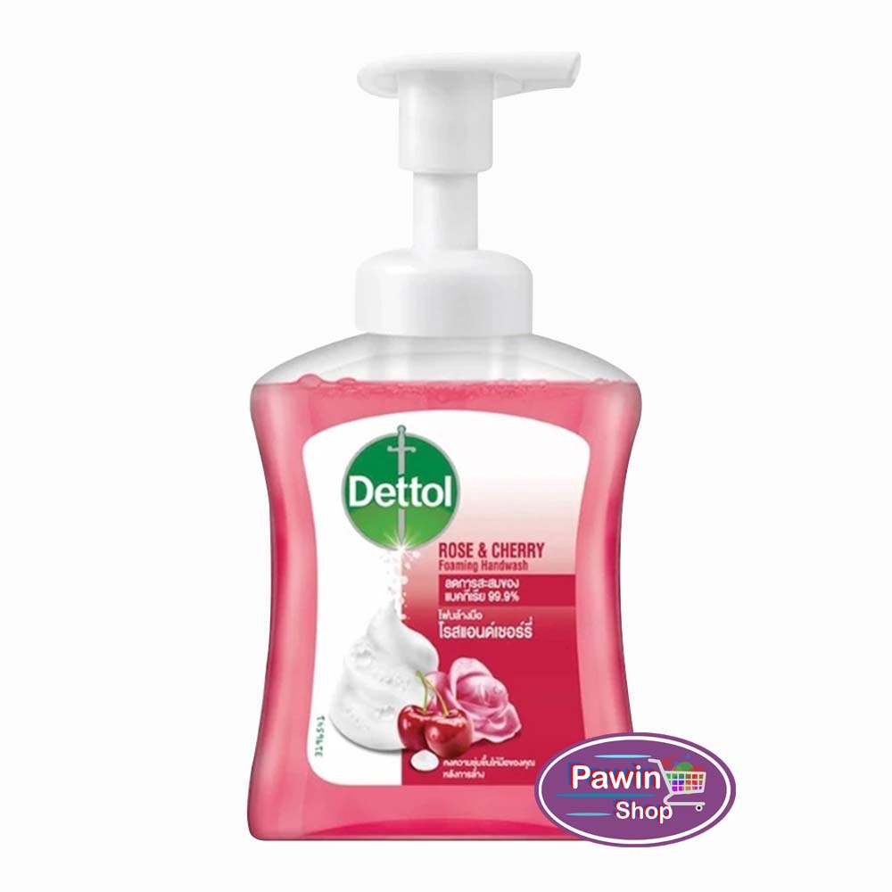 Dettol Foam Magic Hand Wash เดทตอล โฟมล้างมือ กลิ่นโรสแอนด์เชอร์รี่ 250มล (1 ขวด สีแดง) KK 5113 แอนตี้แบคทีเรีย