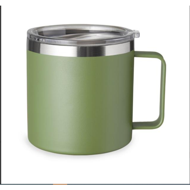 Tumbler stainless steel แก้วน้ำสแตนเลสมือจับมีฝาปิดล้อคสไลขนาดความจุ 16oz