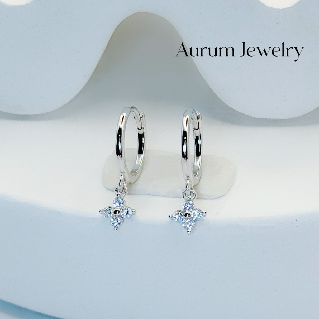Aurum Jewelry: ต่างหูห่วงเงิน รุ่น Florette (ราคาต่อ 1 คู่)