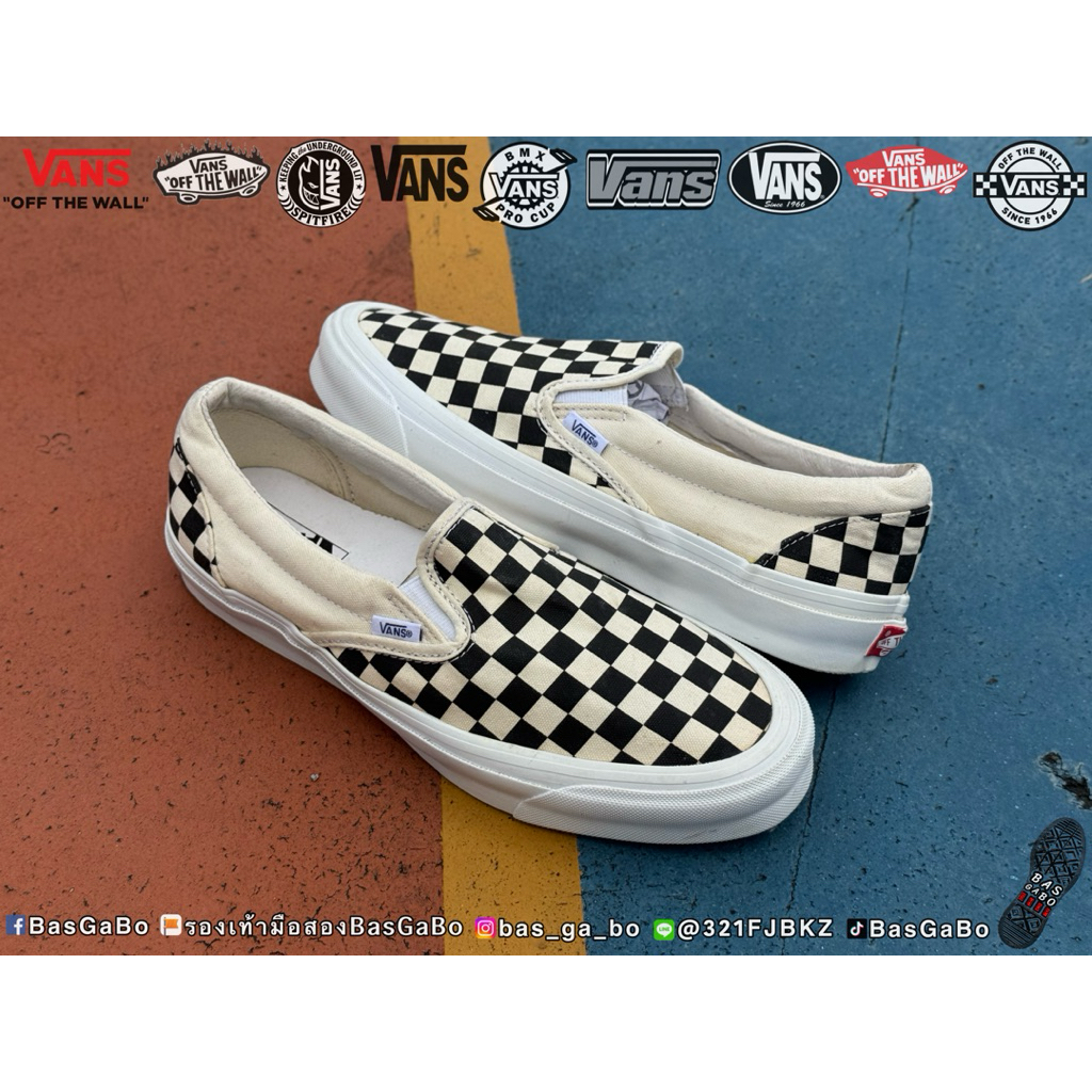 VANS SLIP-ON OG LX VAULT CHECKERBOARD BLACK รองเท้าผ้าใบ รองเท้ามือสองของแท้ รองเท้ามือสอง Vansมือสอ