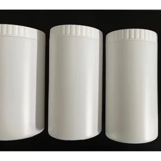 (แพ็คละ 6 ใบ) กระปุก พลาสติก 1000 ml ฝาหยัก PE สีขาว