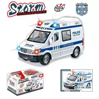 ของเล่นรถพยาบาล Ambulance ใส่ถ่านวิ่งชนถอย มีไฟมีเสียง เปิดประตูได้ ของเล่นเด็ก สินค้าได้ตามรูป