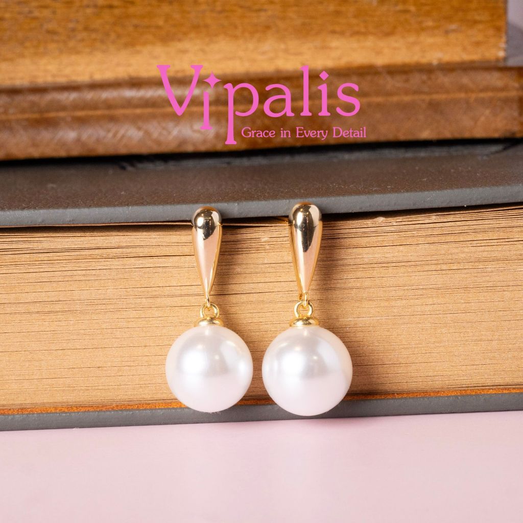 Vipalis ต่างหู ไข่มุก pearl หยดน้ำ | ต่างหูมุกเรียบหรู มินิมอลผู้ดี สไตล์เกาหลี