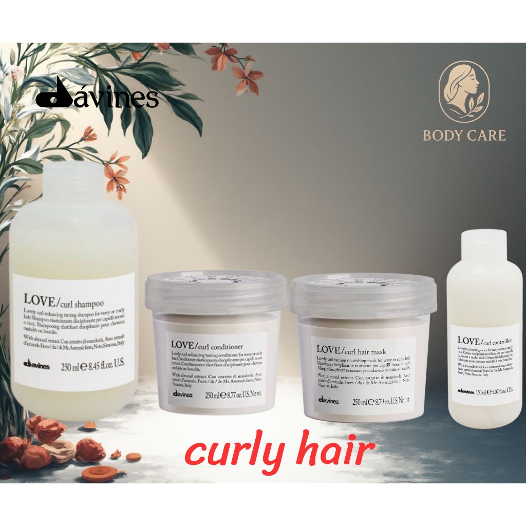 Davines love curl shampoo/love curl conditioner 250ml.แชมพูและครีมนวดผมสำหรับผมดัด และผมหยิกหยักศก
