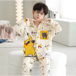 🔥พร้อมส่งด่วนไทย 🔥🇹🇭🥰 ชุดนอนเด็กชายผ้าCotton size90-150cm ผ้านุ่ม ใส่สบาย สีสันสดใส (แขนยาว+กางเกงขายาว)