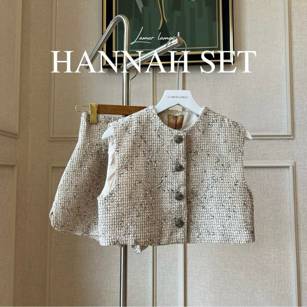 ส่งต่อ lamer.lamal HANNAH SET ชุดเซ็ตเสื้อแขนกุด ครีม XL
