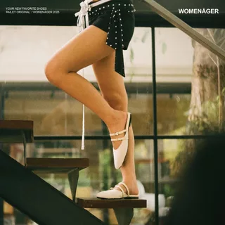 womenager - Railey Original สี Ivory Tweed รองเท้าหัวแหลมเปิดส้น