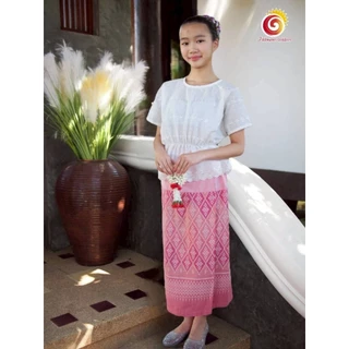👩ชุดไทยพิกุล เสื้อลูกไม้เอวยืด ผ้าถุงพิมพ์ลาย วันภาษาไทย ใส่สบาย สีไม่ตก ไปวัด ทำบุญ สวยๆไม่ซ้ำใครแน่นอน