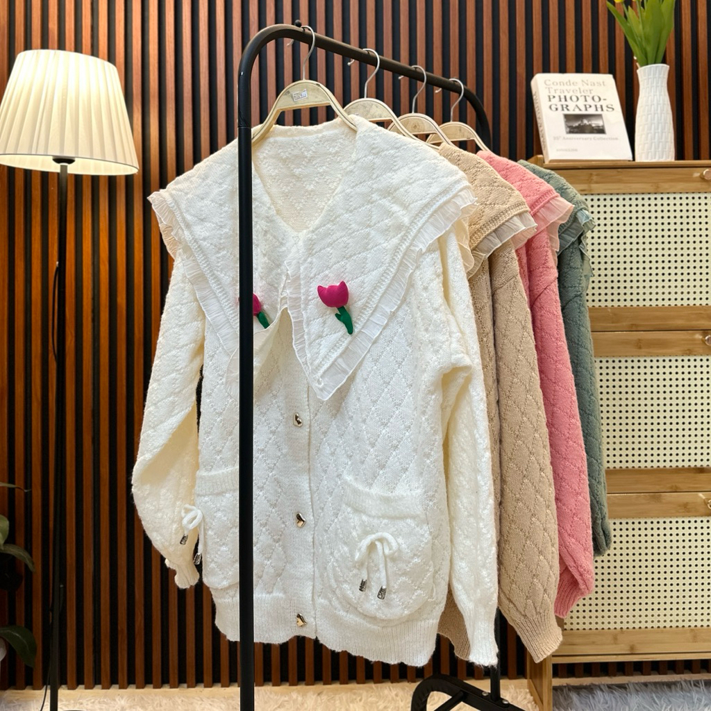 เสื้อไหมพรมคอปกน่ารักอก48นิ้ว 964