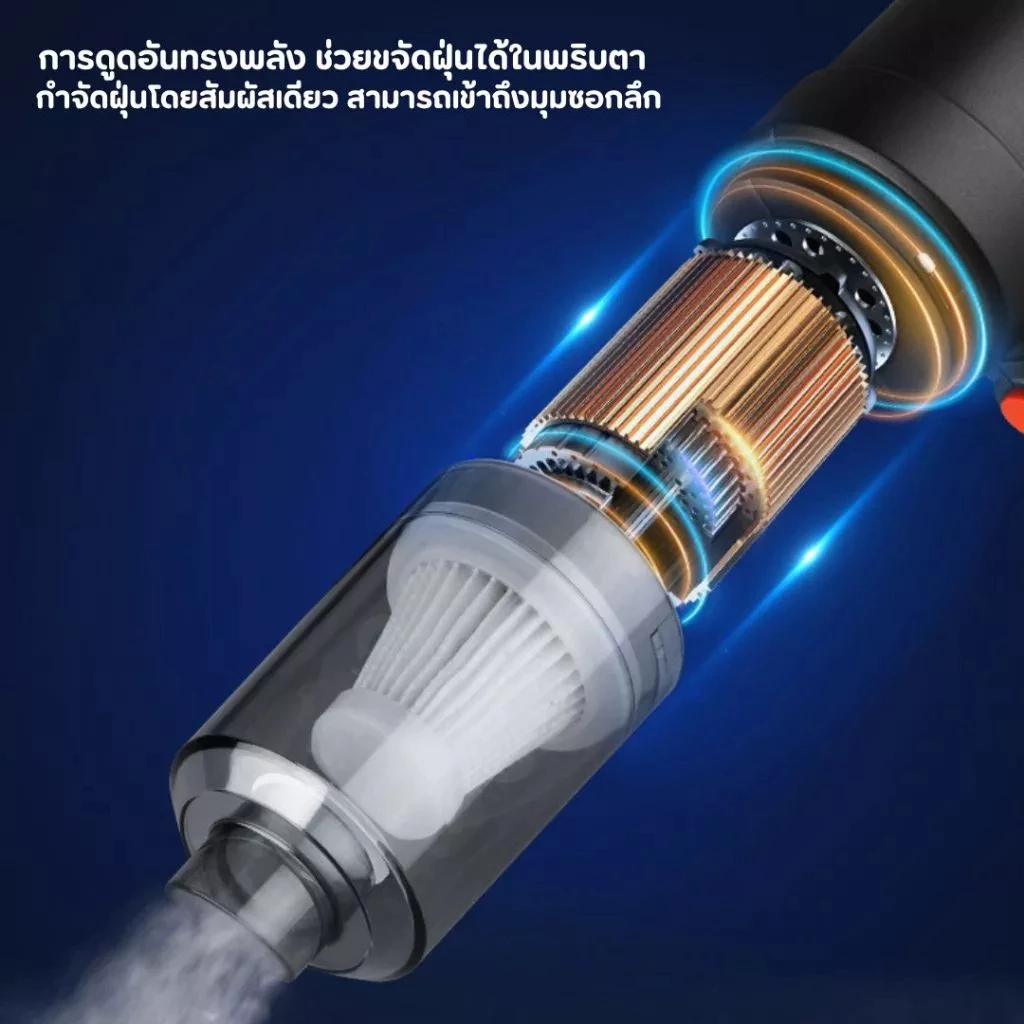 cargear เครื่องดูดฝุ่นในรถไร้สาย ​car vacuum cleaner เครื่องดูดฝุ่นขนาดเล็ก ที่ดูดฝุ่นในรถยนต์ภายในบ้านเตียงดูดฝุ่นแบบพก thumbnail 10