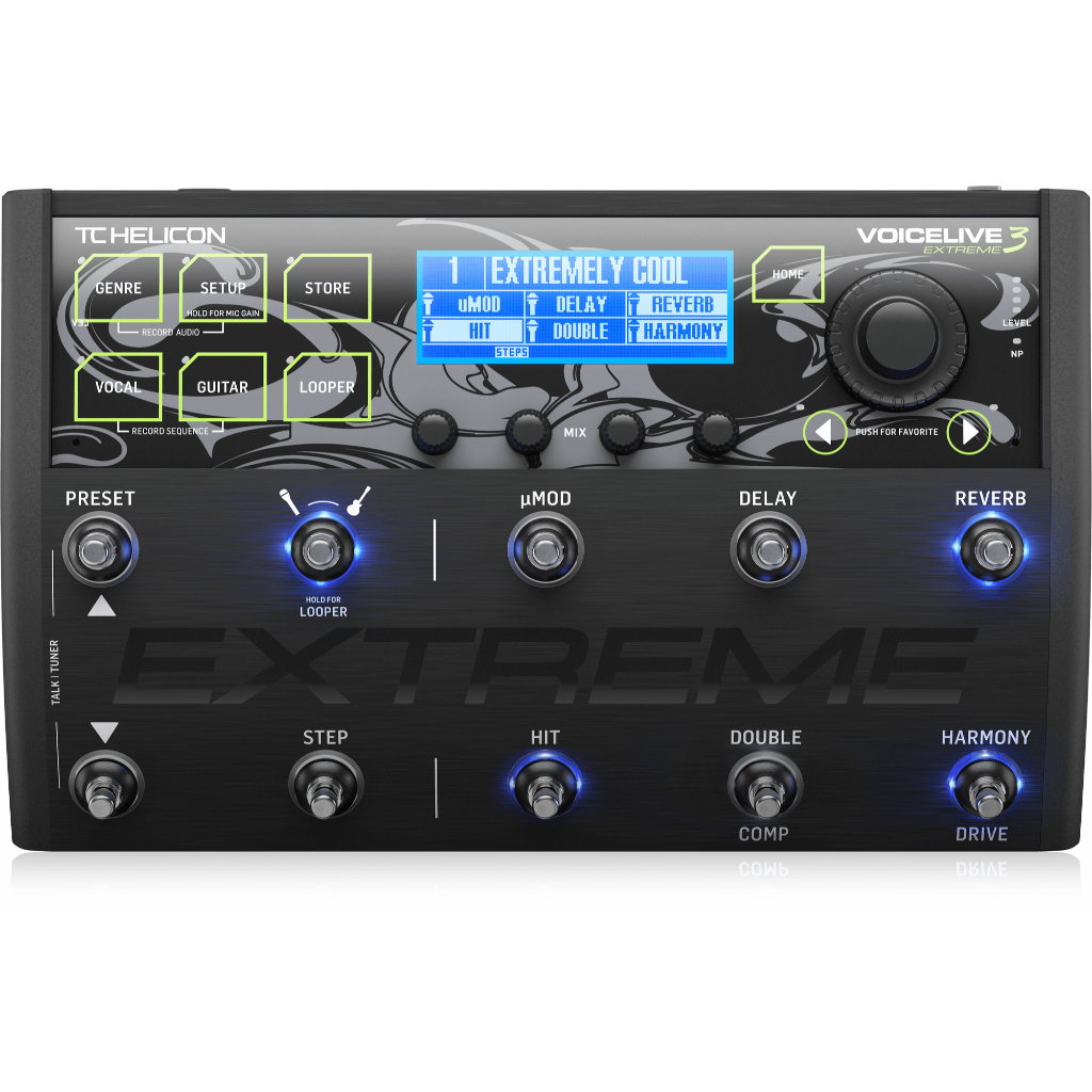 เอฟเฟคเสียงร้องและกีตาร์ พร้อมแทร็คเสียง และการบันทึกเสียง ยี่ห้อ TC HELICON #VOICE LIVE 3 EXTREME