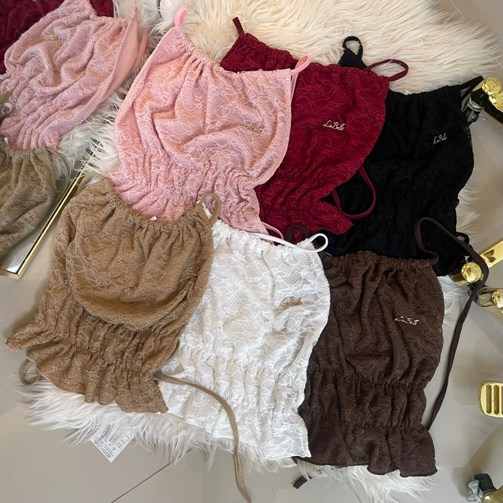 เสื้อผูกคอลูกไม้สายคาดหลัง2เส้น อะไหล่LB(k62)