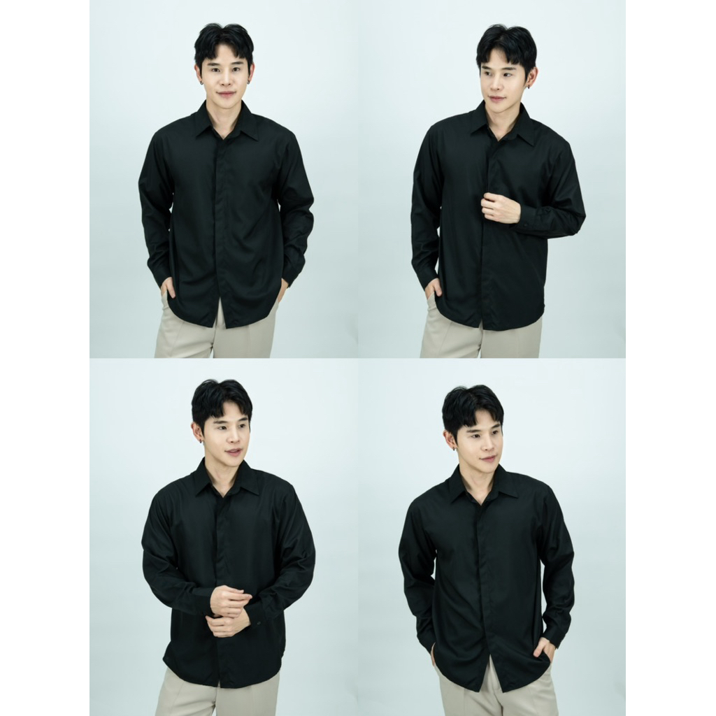 [ส่งทันที กทม.1 วัน] S5: เสื้อเชิ้ตแขนยาวสีพื้น รุ่นสาบซ้อน เชิ้ตสไตล์เกาหลี 11 สี ไซส์ M L XL XXL รูปที่ 8