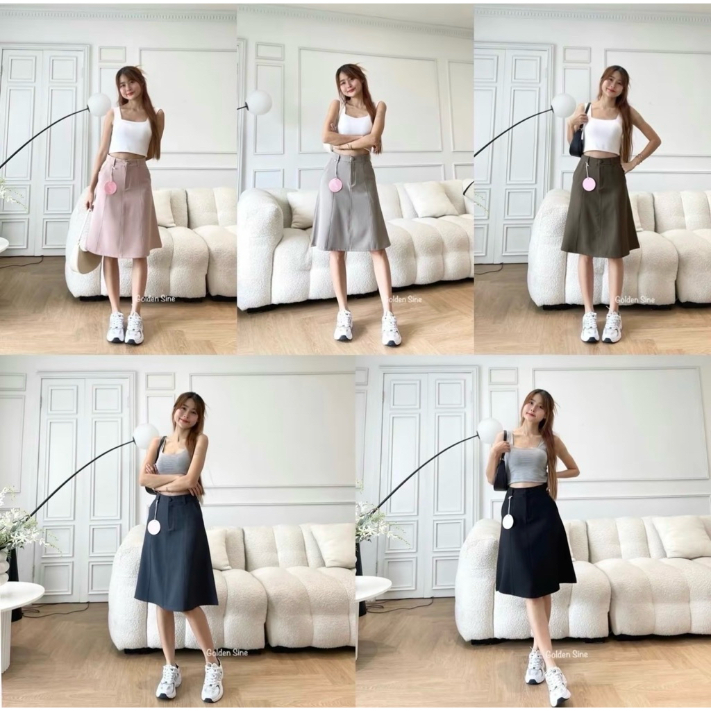 Ava Skirt กระโปรงยาวผู้หญิงเอวสูงรุ่น Ava (เอว่า) ความยาว 22 นิ้ว เนื้อผ้าป็อกกี้