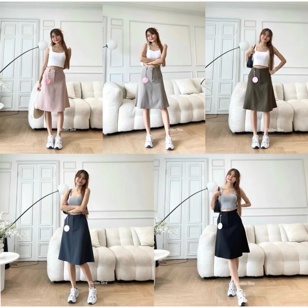 Ava Skirt กระโปรงยาวผู้หญิงเอวสูงรุ่น Ava (เอว่า) ความยาว 22 นิ้ว เนื้อผ้าป็อกกี้