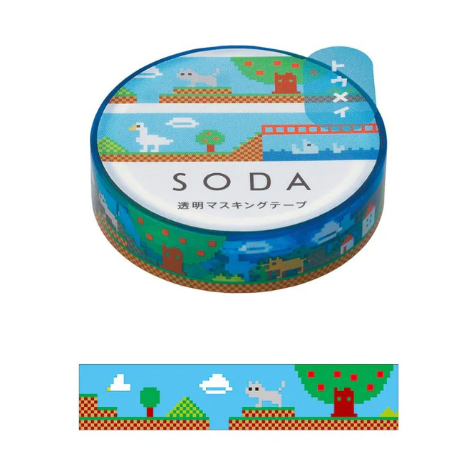 SODA Clear Masking Tape Basic type 10mm (CMT10) / เทปตกแต่งแบบใส ลาย Basic แบรนด์ HITOTOKI จากประเทศญี่ปุ่น