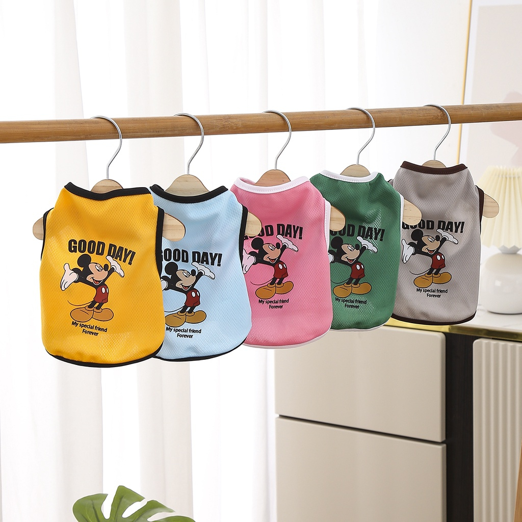 เสื้อกล้ามสุนัขแมว เนื้อระบายอากาศ ลายการ์ตูนน่ารัก ใส่สบาย บางเบา ไซส์ XS-2XL เสื้อหมาแฟชั่น เสื้อแมวน่ารัก