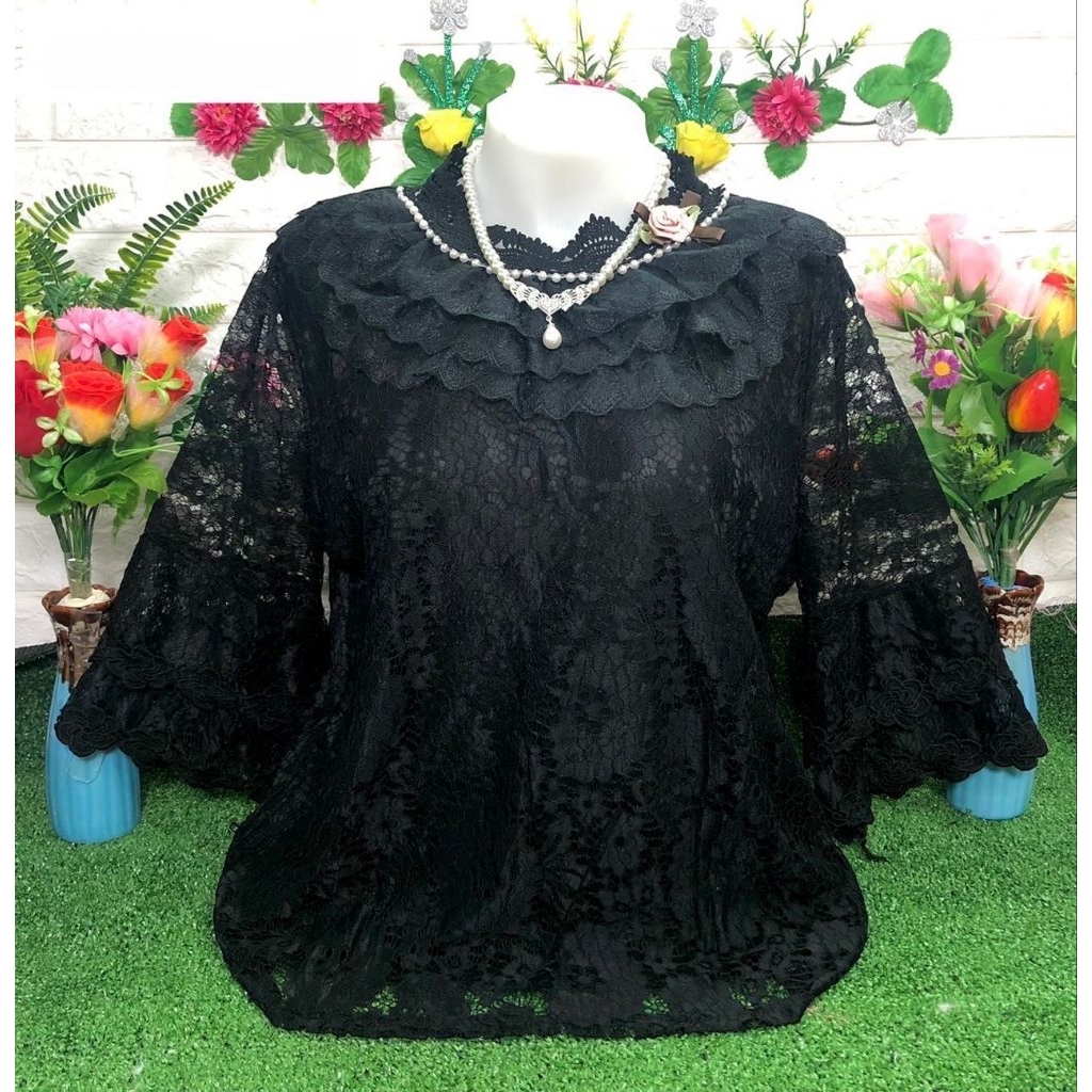เสื้อลูกไม้อก32-48นิ้วมีดอกไม้