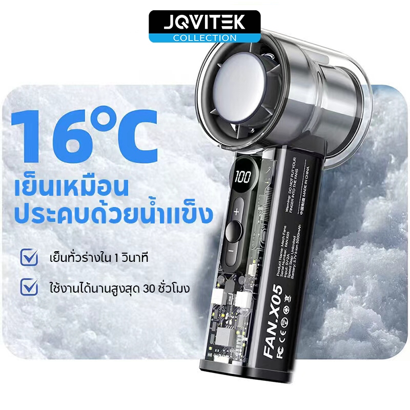 JQVITEK พัดลมพกพา ปรับความเร็วลมได้ 100 ระดับ พัดลมพกพา พัดลมเทอร์โบแรงที่สุด ลมแรง เย็นเร็ว หน้าจอ LED ชาร์จเร็วFN65Pro