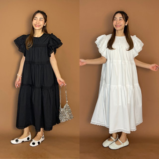 CHAWY Cloudy Flutter Dress – C4772 เดรสยาวระบาย เดรสยาว ขาว …