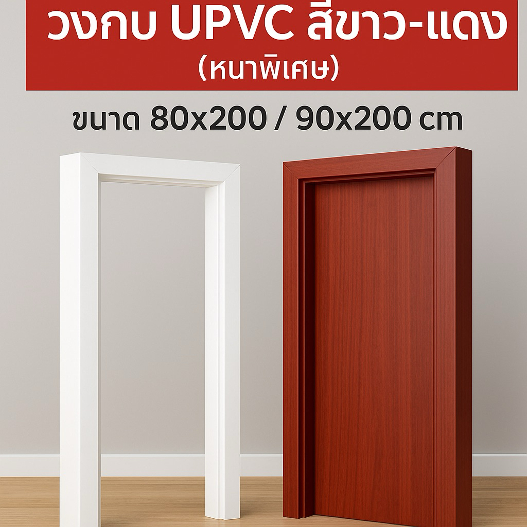 CHARIOT รถม้า วงกบ uPVC วงกบประตู วงกบประตูสีขาว สีแดงขนาด 80x200 cm / 90x200 cm. ใช้สำหรับภายใน