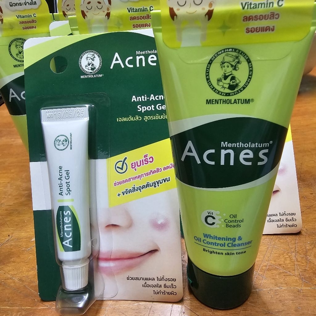 2 อย่าง เจลแต้มสิว 5กรัม โฟมล้างหน้า 50กรัม ปัญหาสิว ผิวมัน mentholatum acnes oil control cleanser g