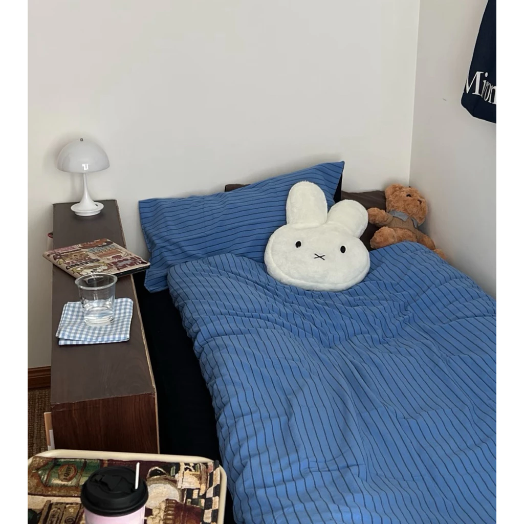 ผ้าปูที่นอนลายทางรัดมุม สีน้ำเงิน Sky Rabbit thumbnail 4
