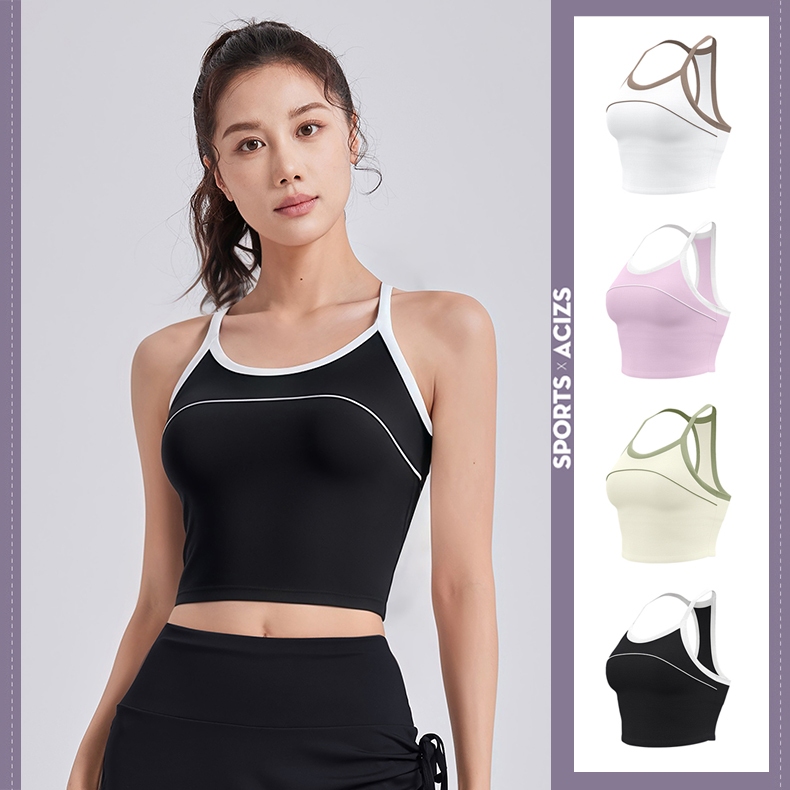 mvp sport ยกทรงสำหรับสตรี Sport Bra ออกกำลังกาย เสื้อบราโยคะ  สปอร์บราสายไขว้หลัง แผ่นรองหน้าอกคงที่ในตัว