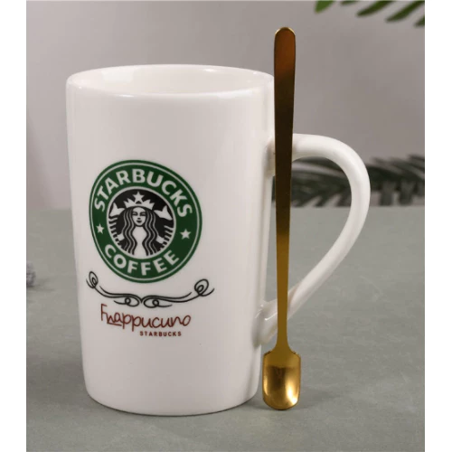 แก้วกาแฟเซนามิก Starbucksdkca พร้อมช้อนทอง เหมาเป็นของขวัญหรือของที่ระลึกช่วงเทศกาล