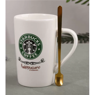 แก้วกาแฟเซนามิก Starbucksdkca พร้อมช้อนทอง เหมาเป็นของขวัญหรือของที่ระลึกช่วงเทศกาล