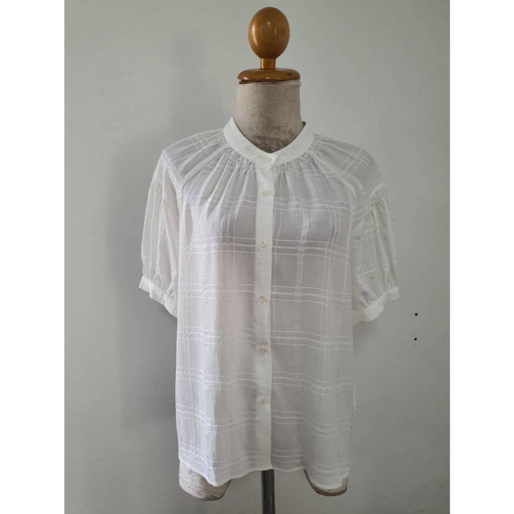 FF06725 เสื้อชีฟอง สีขาว มือสอง อก 40 นิ้ว