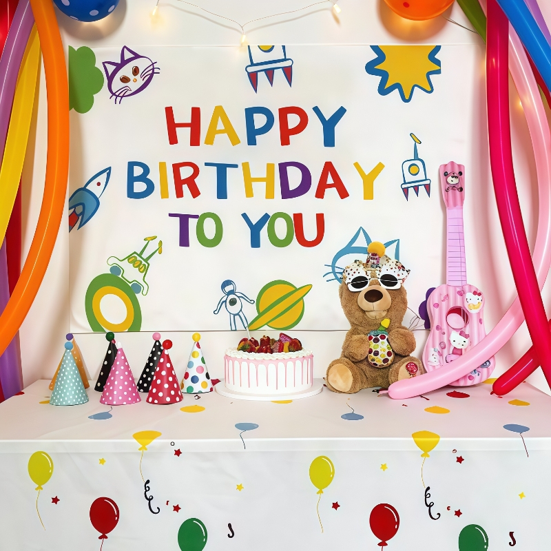 (ส่งจากไทย)งานสวยที่สุด!!! ผ้าตกแต่งวันเกิด ป้ายวันเกิด ฉากหลัง happy birthday - รูปที่ 6