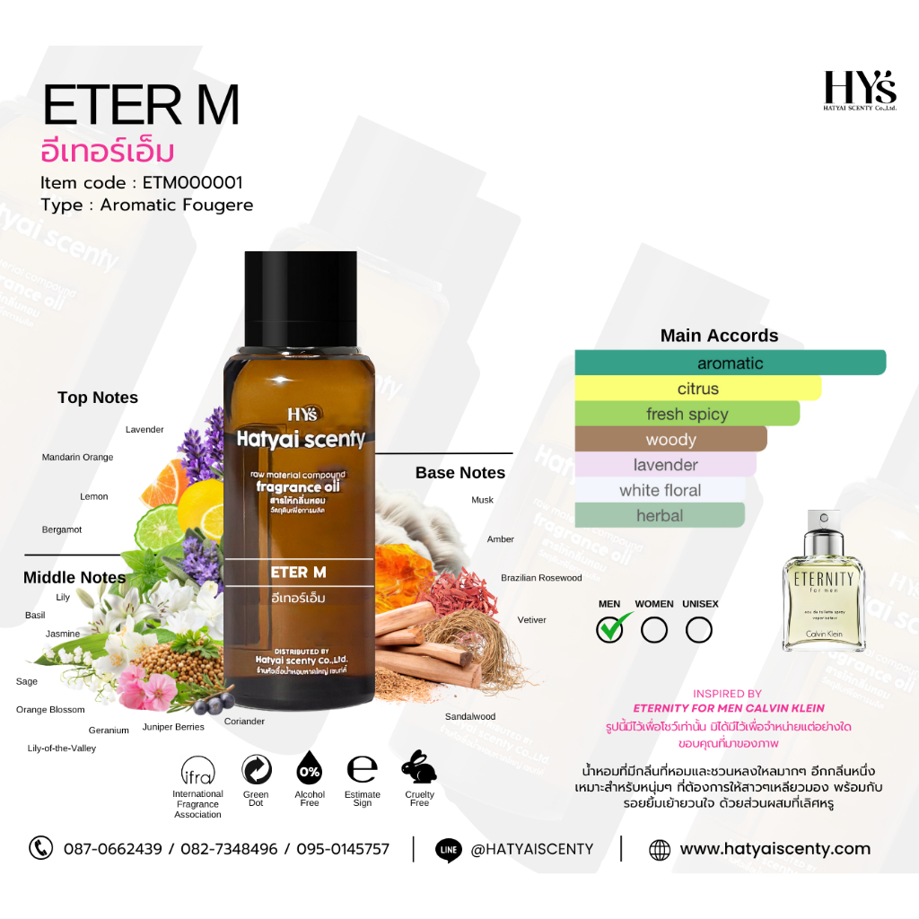 หัวเชื้อน้ำหอม  กลิ่น ETER M. อีเทอร์เอ็ม
