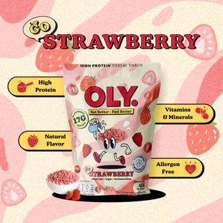 OLY. Go Strawberry Plant Based High Protein Cereal 270g โอลี่ ซีเรียลโปรตีนสูง รสสตอเบอร์รี่ 270g