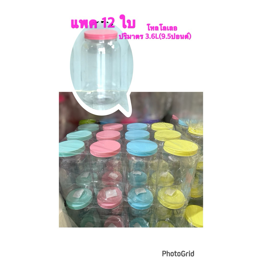 12ใบ-โหลโลเลอ ฝาเรียบ ปริมาตร 3.6L (9.5ปอนด์) โหลพลาติก