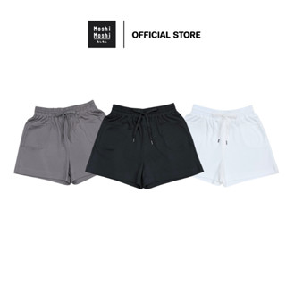 Moshi Moshi กางเกงขาสั้นผู้หญิง กางเกงขาสั้นสีพื้น กางเกงเอว…