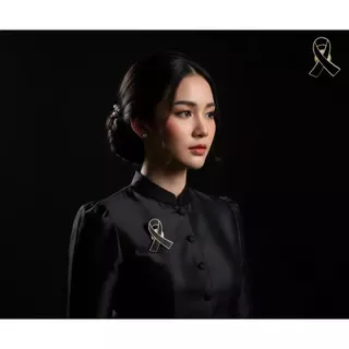 '' พร้อมส่งจากไทย '' เข็มกลัดไว้อาลัย เข็มกลัดริบบิ้นสีดำ เข็มกลัดโบว์สีดำ เข็มกลัดติดอกเสื้อ ป้ายอนุสรณ์ เข็มกลัด
