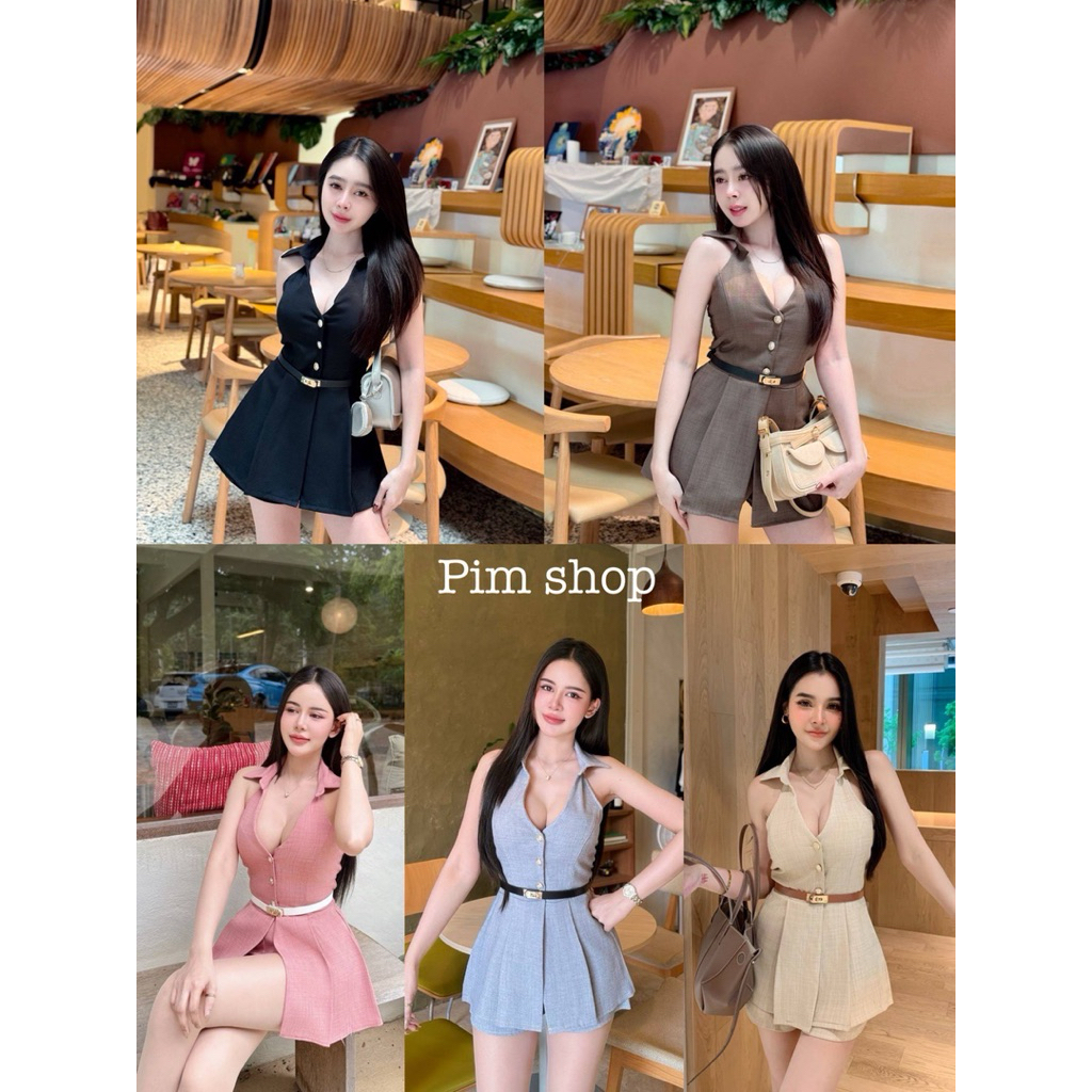 #by2a 💕❤️ꫛꫀꪝ  c o ll e c t i o n ✨💕 คอลใหม่  งานเซต3ชิ้น เสื้อคล้องคอ คอปกแต่งกระดุม🌷สวยหรูดูแพงมาก 